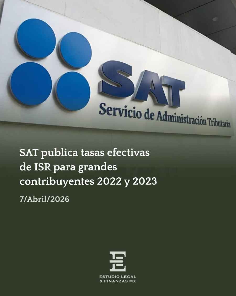 SAT publica tasas efectivas de ISR para grandes contribuyentes 2022 y 2023