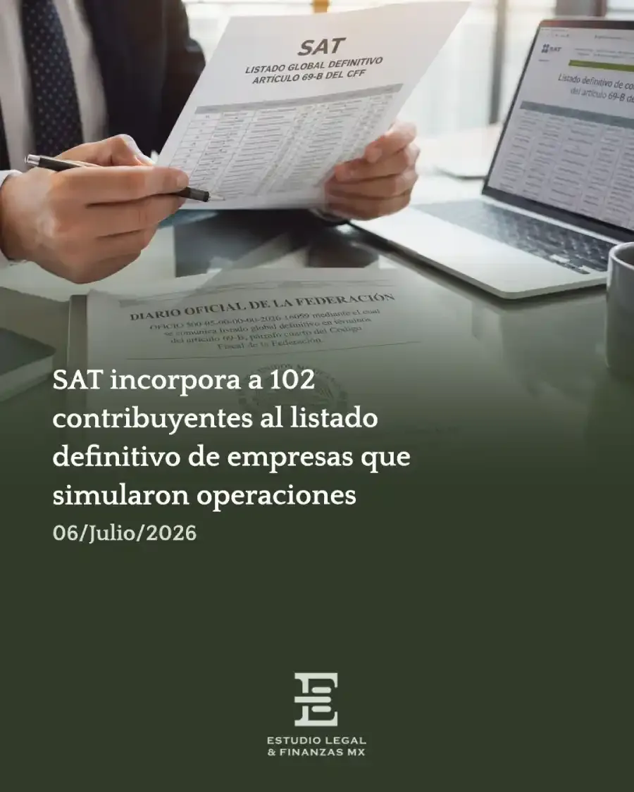 SAT incorpora a 102 contribuyentes al listado definitivo de empresas que simularon operaciones