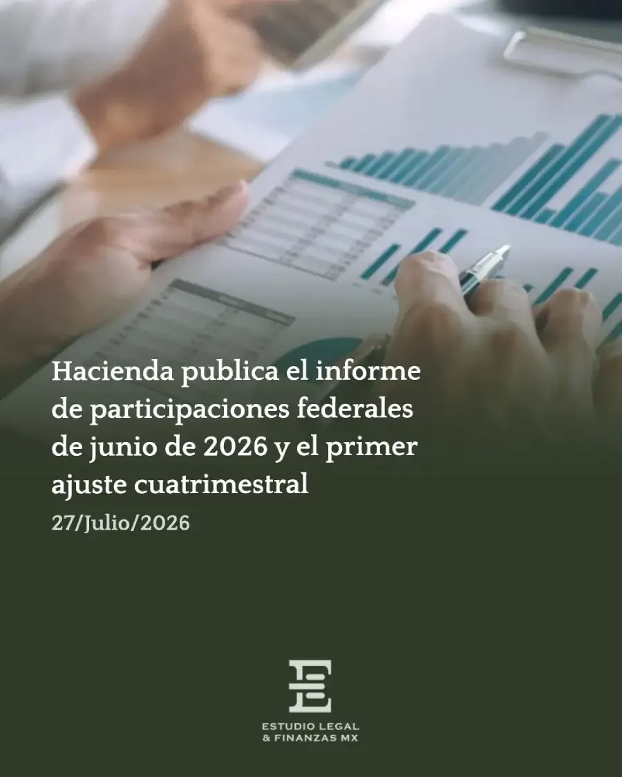 Hacienda publica el informe de participaciones federales de junio de 2026 y el primer ajuste cuatrimestral
