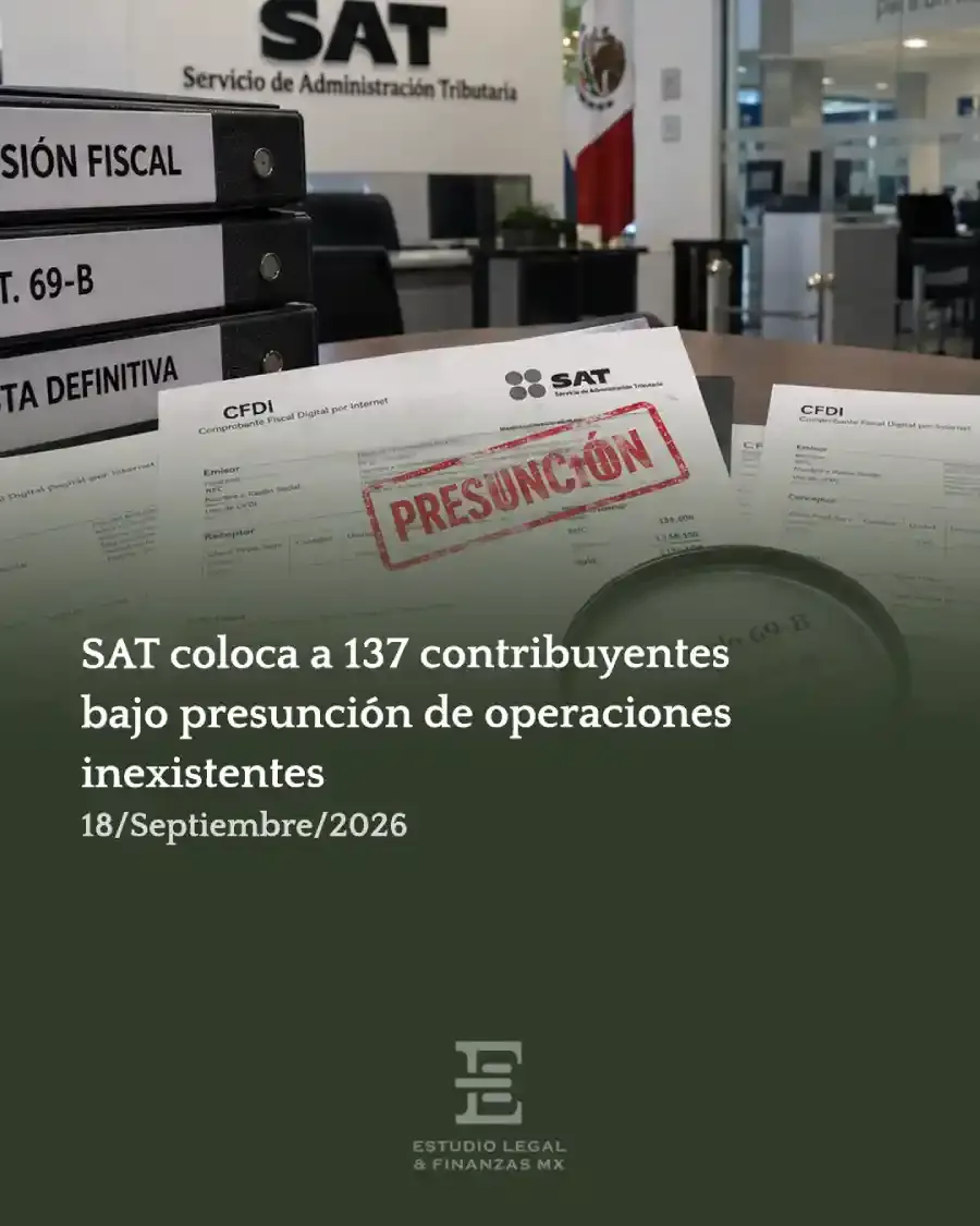 SAT coloca a 137 contribuyentes bajo presunción de operaciones inexistentes. Otros 83 van a lista definitiva